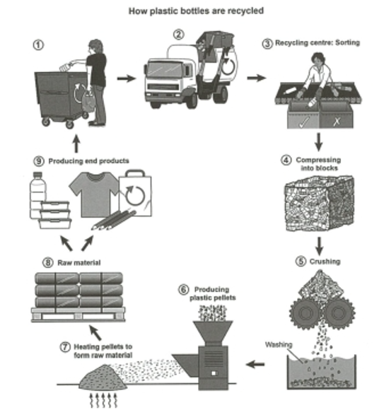 Plastic bottle recycling process diagram